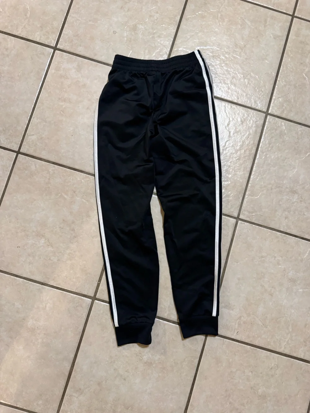 adidas Black Joggers with White Side Stripes - Kids